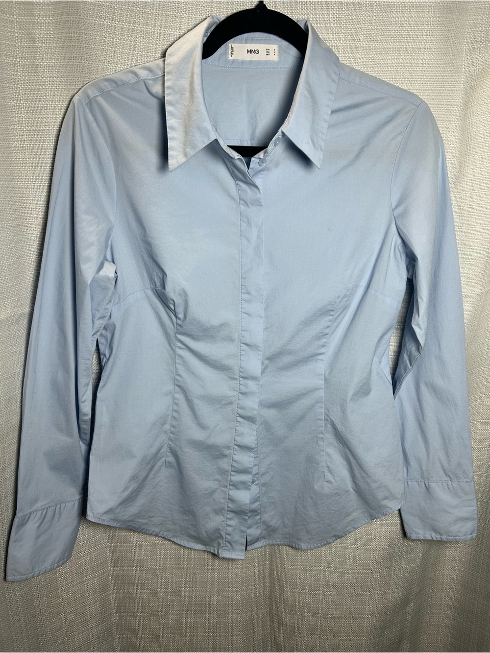Mango Pale Blue Fitted Button-Down Shirt